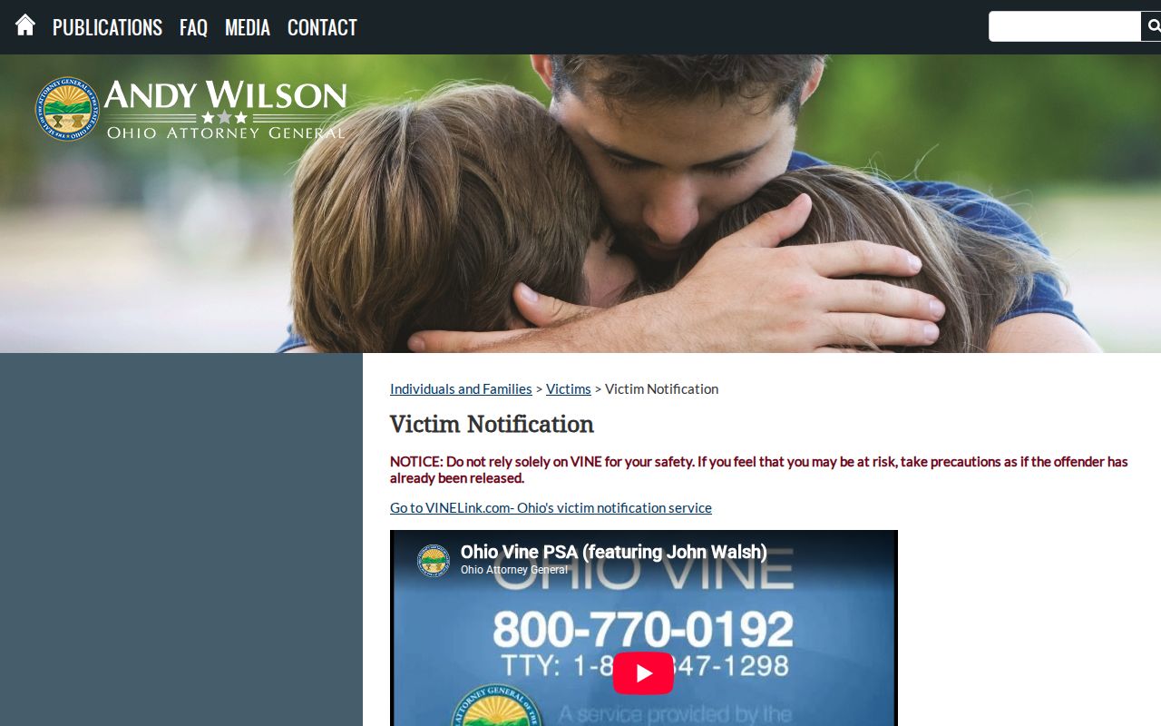 Ohio VINE coverage for Trumbull County custody and release notifications