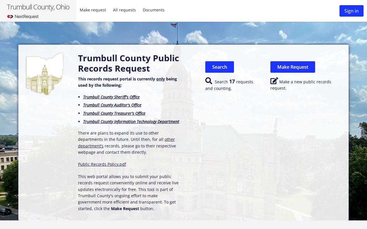 Trumbull County inmate release record request portal